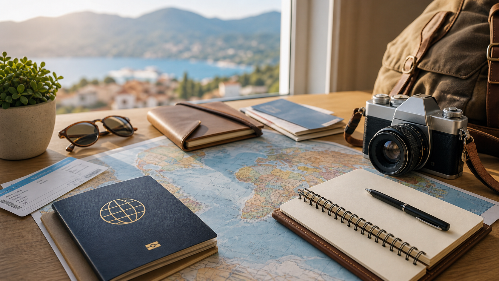 Illustrative editorial scene for independent travel